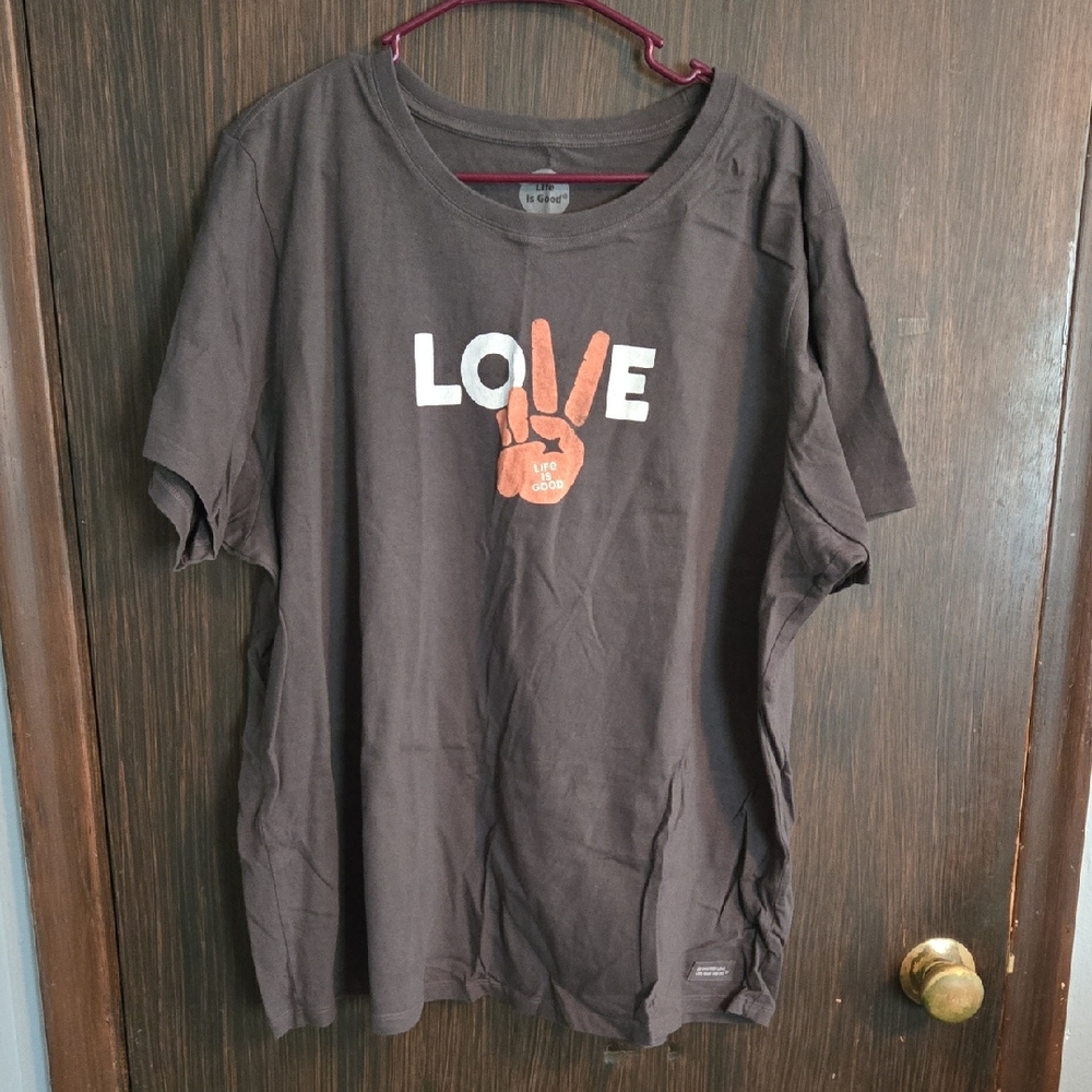 Life Is Good Peace Sign Tee - Charcoal